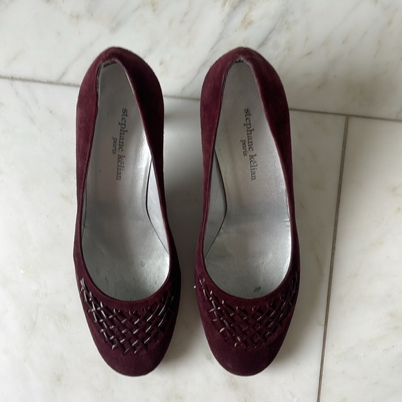 Stephane Kelian women’s burgundy 3” high heel size 7 (UK 5.5) w/woven toe detail - Picture 3 of 10
